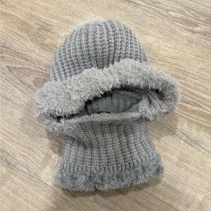 Cozy Gray Knit Balaclava 3-1 Women’s Hat